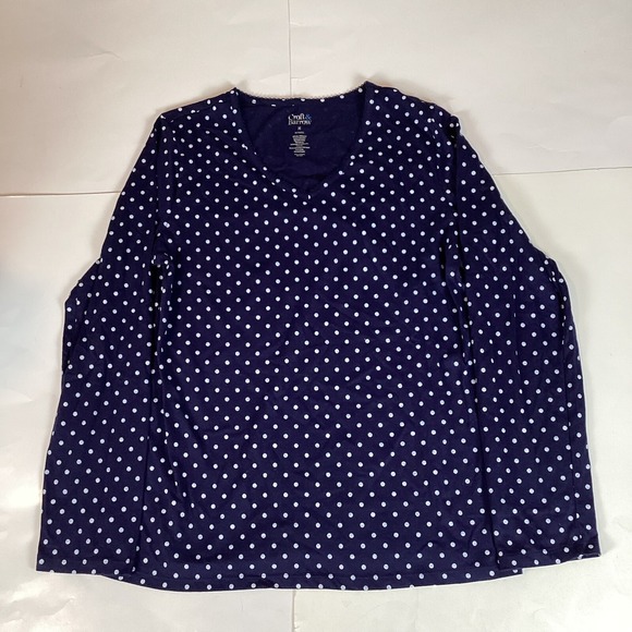 croft & barrow Tops - Croft & Barrow Womens T Shirt Top Size M Medium Long Sleeve Sleep Polka Dot